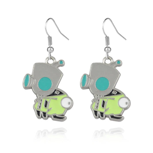 Invader Zim | Classic GIR Robot Drop Earrings – Enamel-Filled Zinc-Alloy Pair