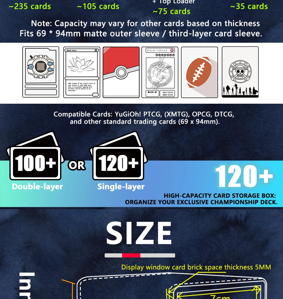 Black Rose Dragon Trading Card Storage Deck Box Holds 120+ Cards Magnetic PU