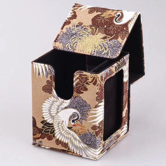 Japanese Crane 100+ TCG Deck Box – Premium Floral Card Holder