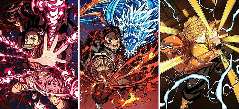 Demon Slayer 3D Motion Poster – Tanjiro, Nezuko & Zenitsu Lenticular Wall Art