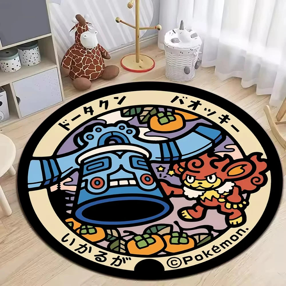 **** MINISO Pokemon Elves Round Rug Soft Non-Slip Mat for Living Room Bedroom