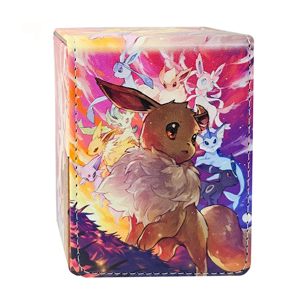 Premium Imitation Leather Pokemon Card Box Holds 100+ TCG Cards
