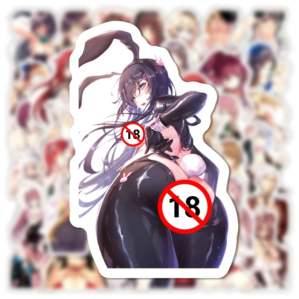 50pcs Sexy Waifu Anime Girl Stickers Hentai Decals Waterproof Adult Gift