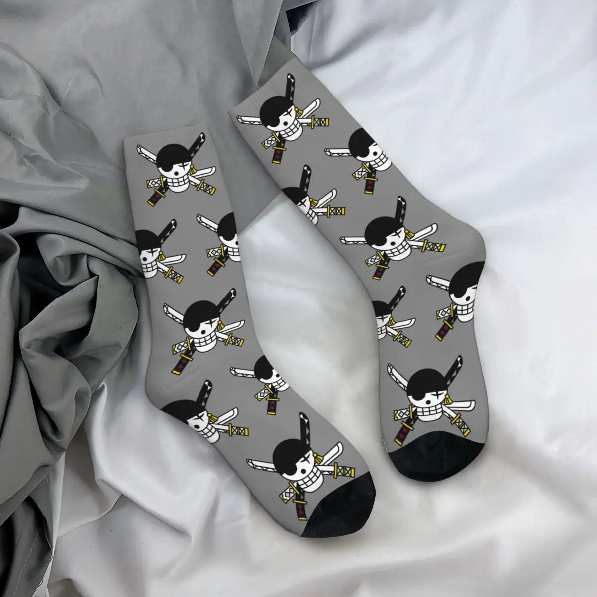 Anime Men's Socks Harajuku Luffy Zoro Trafalgar Law Unisex Crew Socks