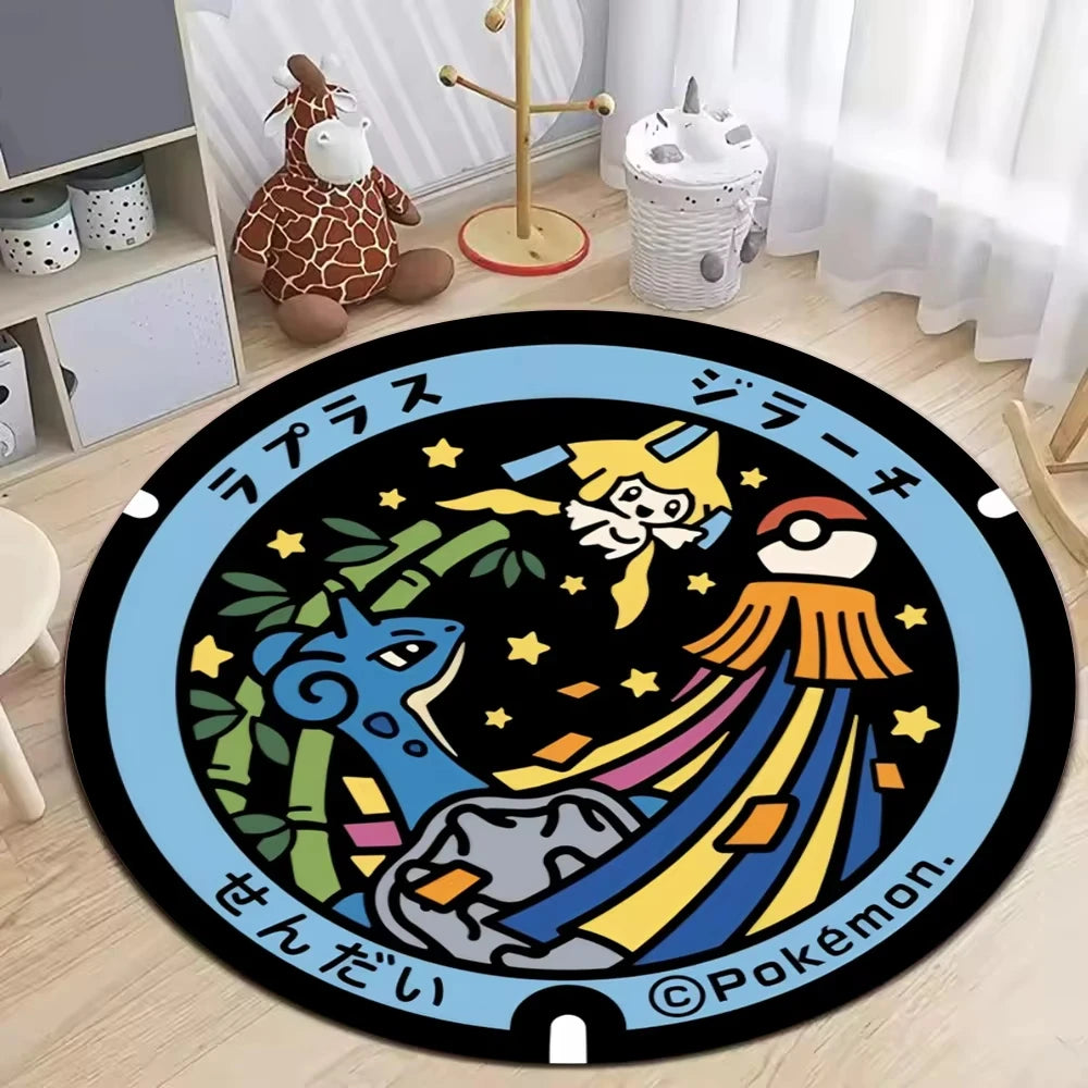 **** MINISO Pokemon Elves Round Rug Soft Non-Slip Mat for Living Room Bedroom