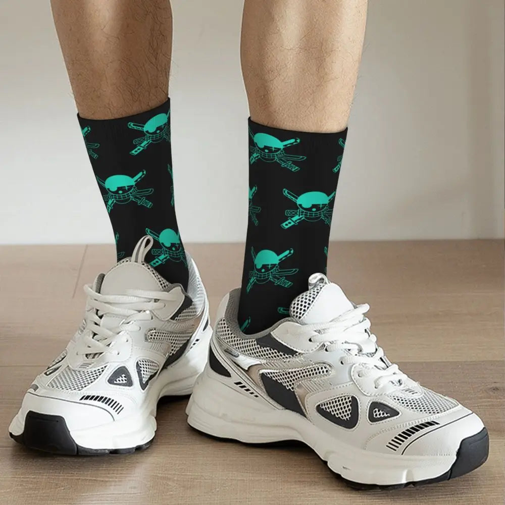 Anime Men's Socks Harajuku Luffy Zoro Trafalgar Law Unisex Crew Socks