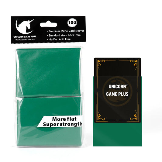 100PCS Matte Green Card Sleeves – 66x91mm Standard Size TCG Protectors