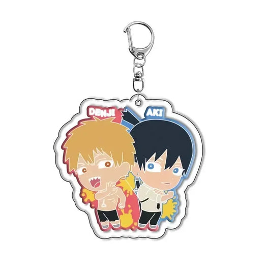 Chainsaw Man Denji & Aki Acrylic Keychain – 1.6 × 2.4-Inch Devil-Hunting Duo Charm