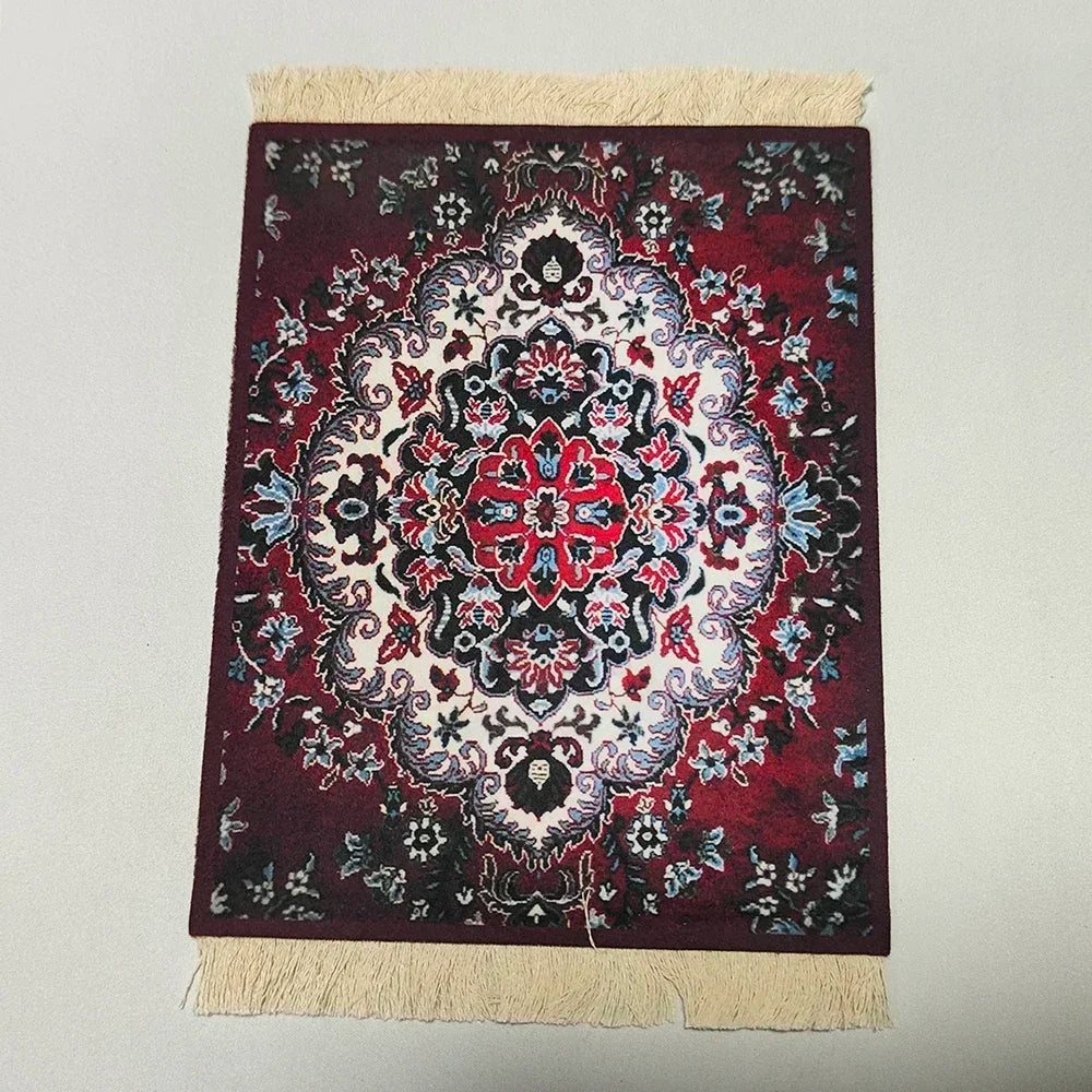 Woven Flower Persian Carpet Small Coaster Non-Slip Mouse Pad Desk Mat