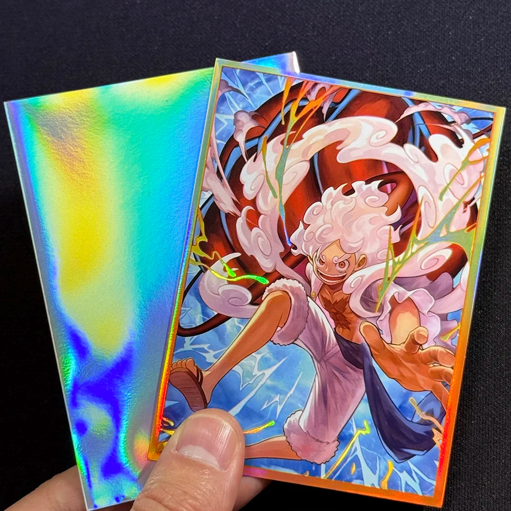 60PCS Luffy Card Sleeves Anime Holographic Foil Trading Card Protectors