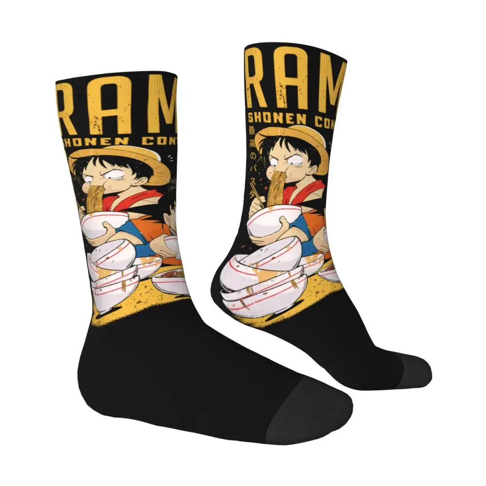 Anime Men's Socks Harajuku Luffy Zoro Trafalgar Law Unisex Crew Socks