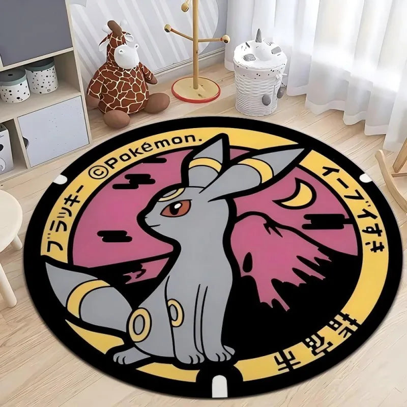 Pokemon Round Rug – Non-Slip Flannel Carpet for Bedroom, Living Room, or Entryway (16", 32", or 48")
