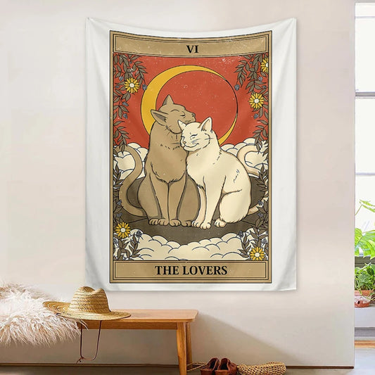VIKAMA Cosmic Child Tapestry Cat Planet Room Decor Spiritual Wall Art