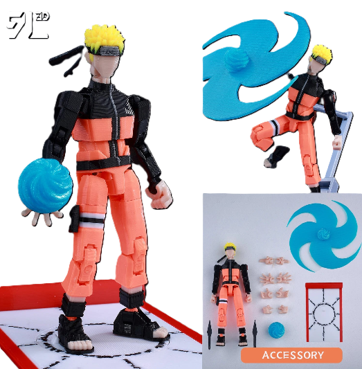 9L3D “Lucky Dummy 13” Naruto (Shippuden Rasengan) Figure – 5.5-Inch Naruto Action Model
