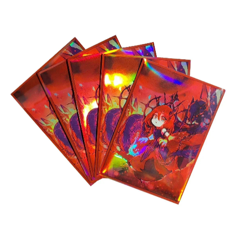 60PCS Bestower of Flames Foil Card Sleeves – Red Holographic Edition 2.48x3.54in|