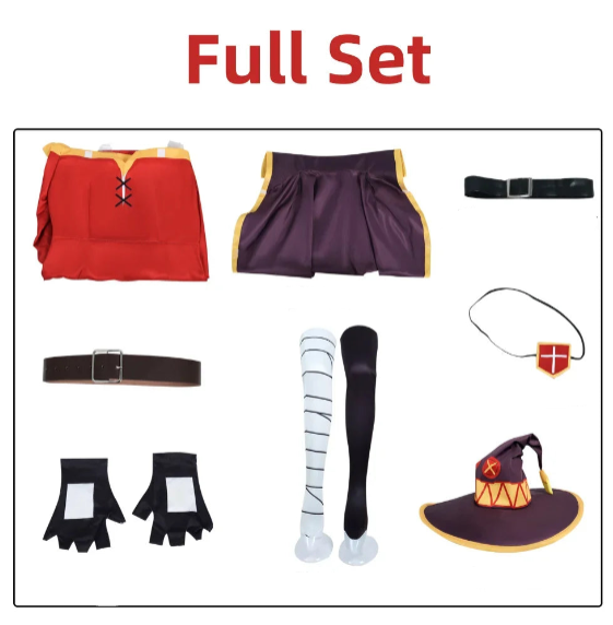 Megumin Cosplay Complete Costume Set – Sorceress Dress & Wig