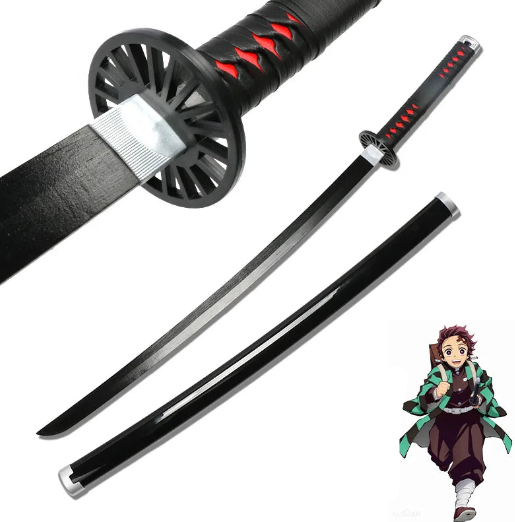 40.9-Inch Tanjiro Kamado Bamboo Katana – Demon Slayer Cosplay Sword Prop