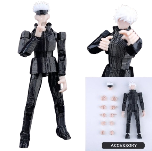 9L3D “Lucky Dummy 13” Gojo All-Black Action Figure – 5.5 in (14cm) Multi-Jointed Poseable Model