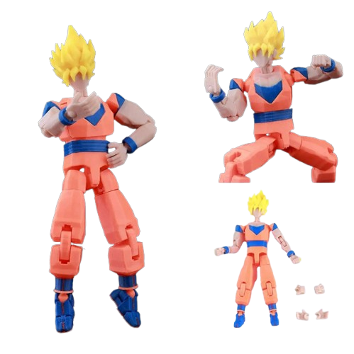 9L3D “Lucky Dummy 13” Super Saiyan-Style Action Figure – 5.5 in Multi-Jointed Poseable Model