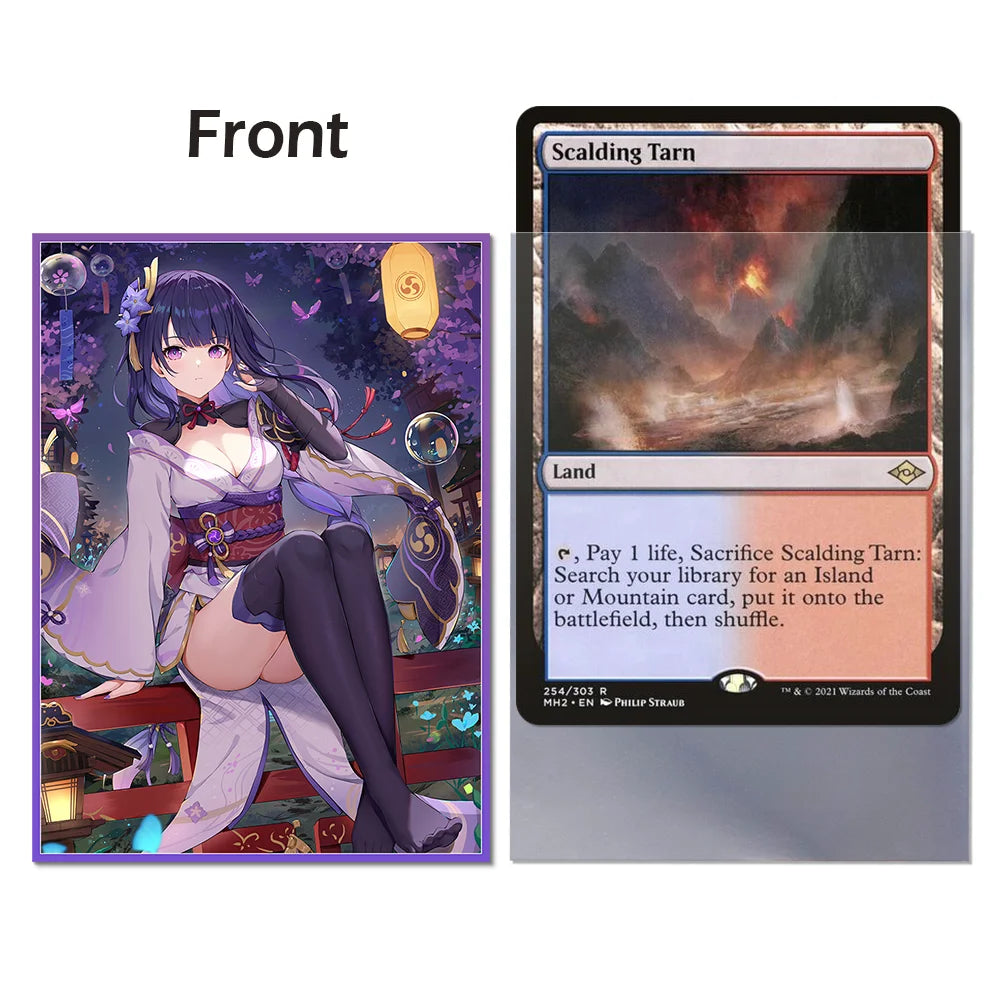 60PCS Anime Cartoon Card Sleeves Protector for PTCG PKM Raiden Shogun