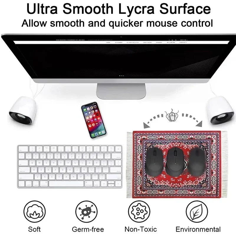Woven Flower Persian Carpet Small Coaster Non-Slip Mouse Pad Desk Mat