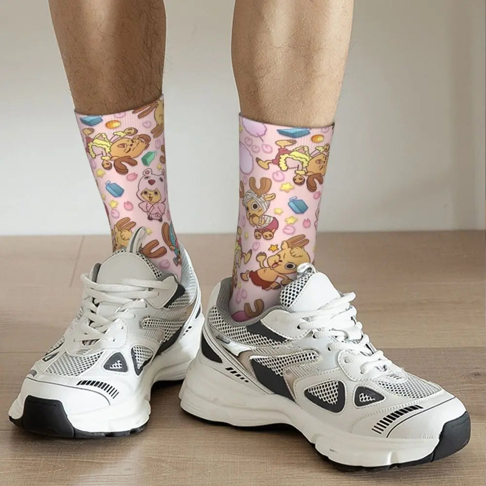 Fashion Men's Socks Harajuku Anime Luffy Zoro Law Crew Unisex Socks