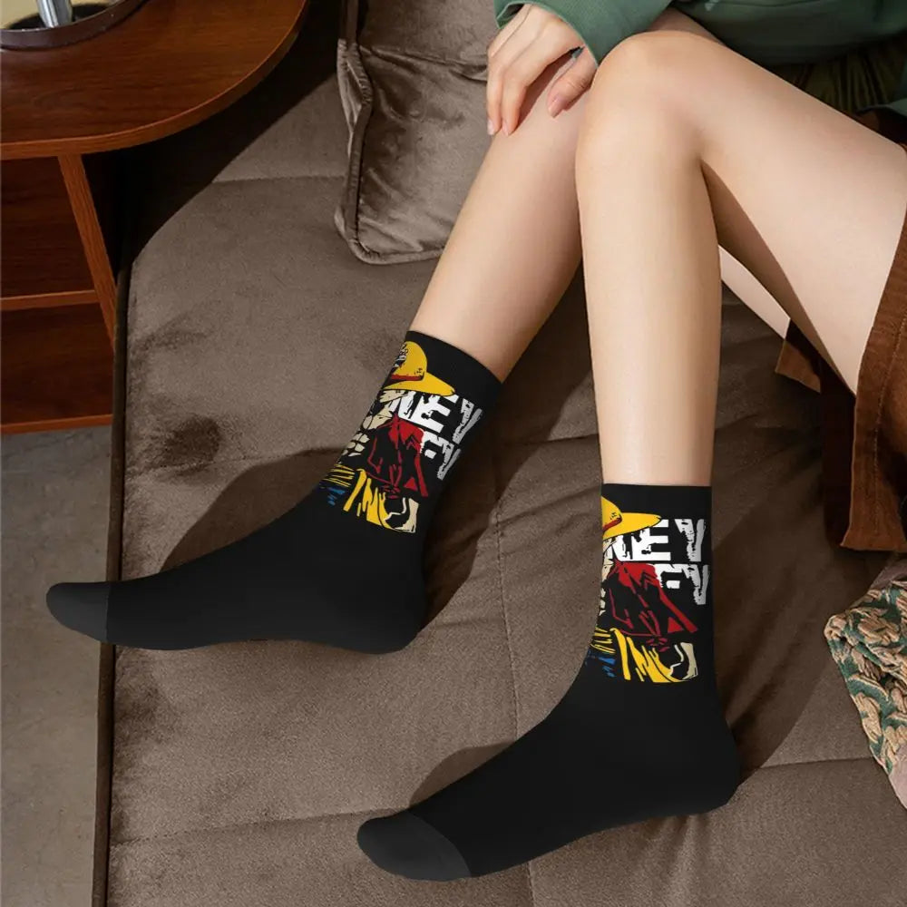 Anime Men's Socks Harajuku Luffy Zoro Trafalgar Law Unisex Crew Socks