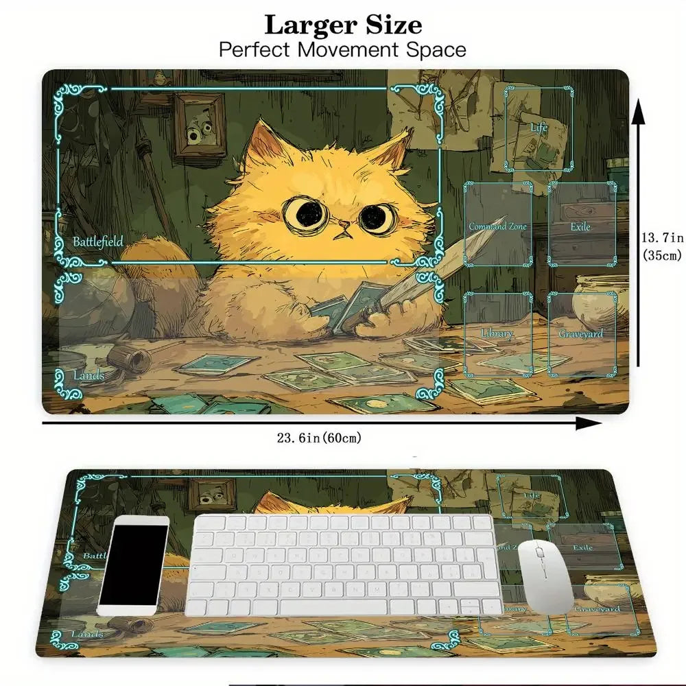 **** Cartoon-Style Cat Magic Playmat Gaming Mat 60x35cm TCG Desk Mat