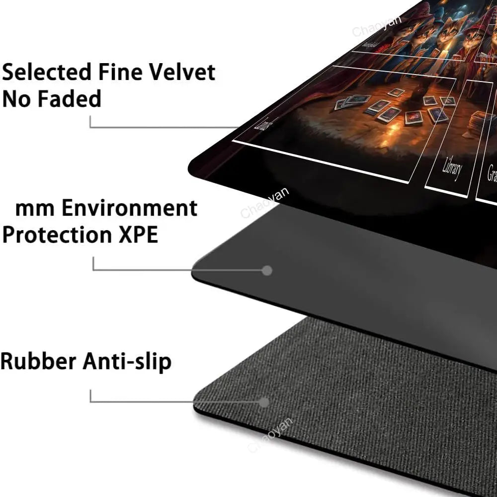 Cat Gaming Mouse Pad Playmat for MTG TCG CCG Card Battles Deskpad