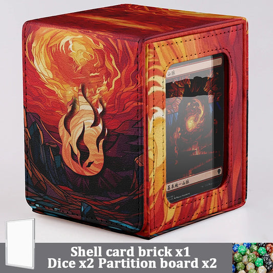 Mountain Flames Display Red Deck Box – Fits 100+ Sleeved MTG / TCG Cards + Dice Tray