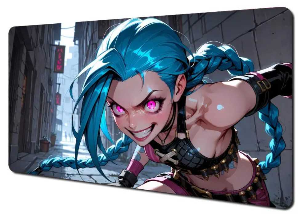 Jinx Smirk XXL Mouse Pad – Sexy NSFW Anime Desk Mat – Gamer Girl Playmat