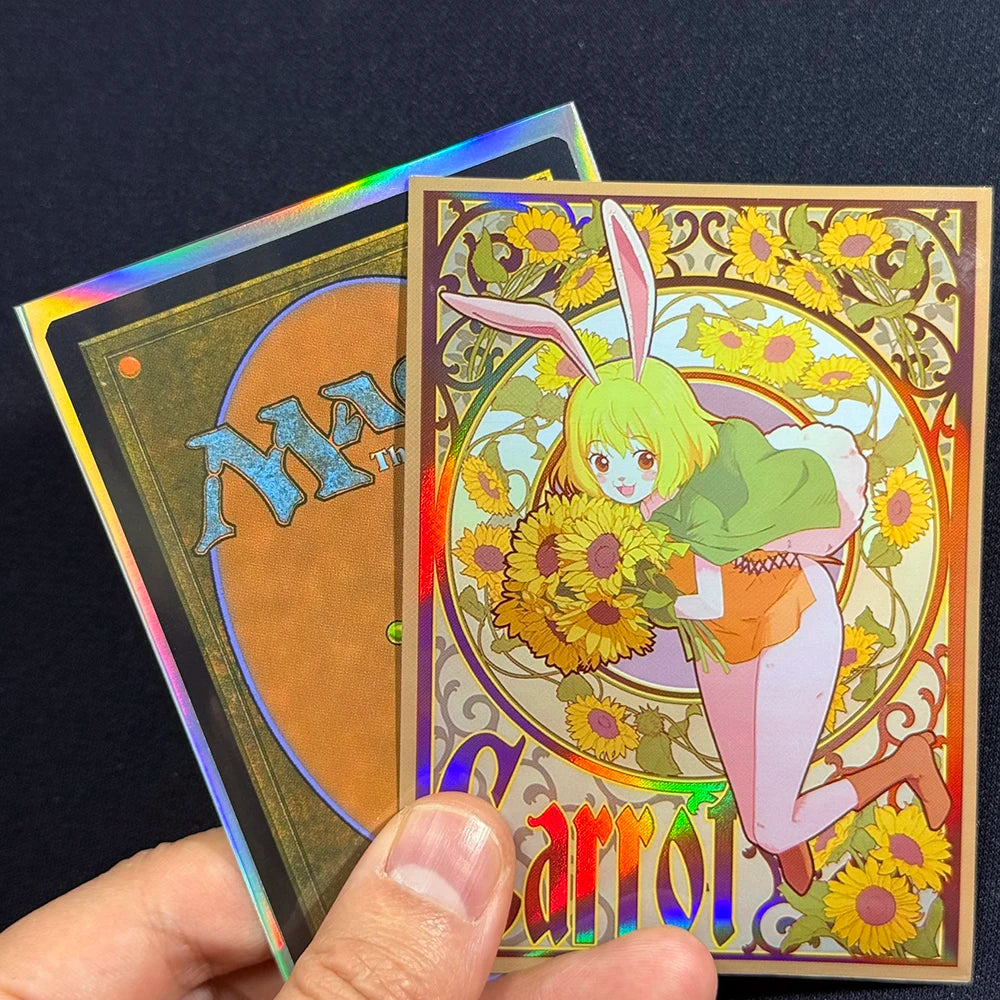 60PCS Foil Card Sleeves Sunflower Carrot Rose TCG Protectors MTG OPCG