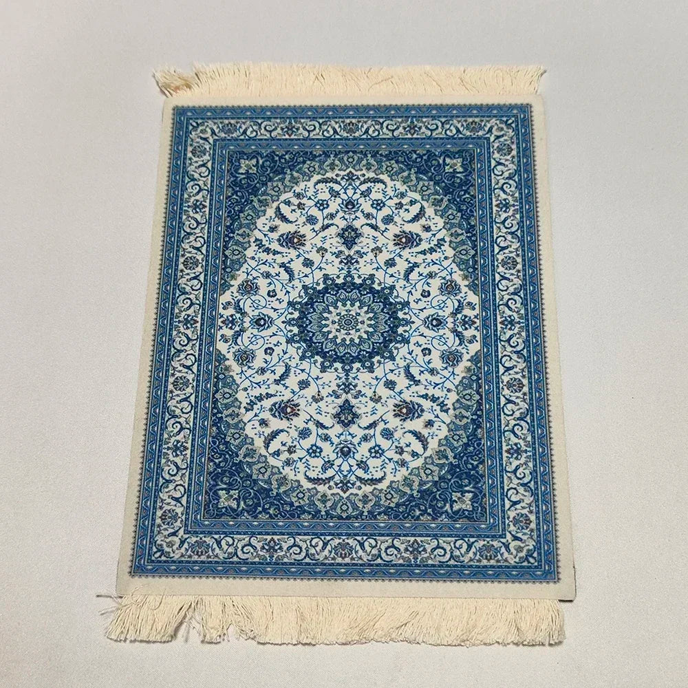 Woven Flower Persian Carpet Small Coaster Non-Slip Mouse Pad Desk Mat