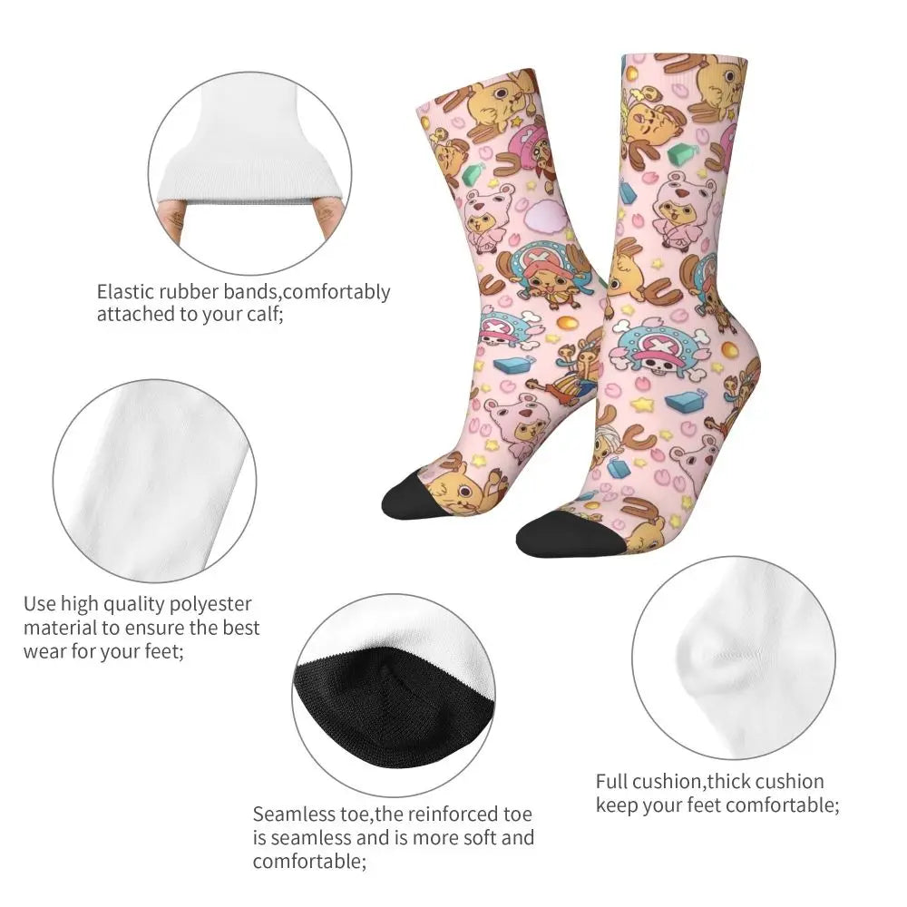 Fashion Men's Anime Socks Tony Tony Chopper Luffy Zoro Law Unisex Crew