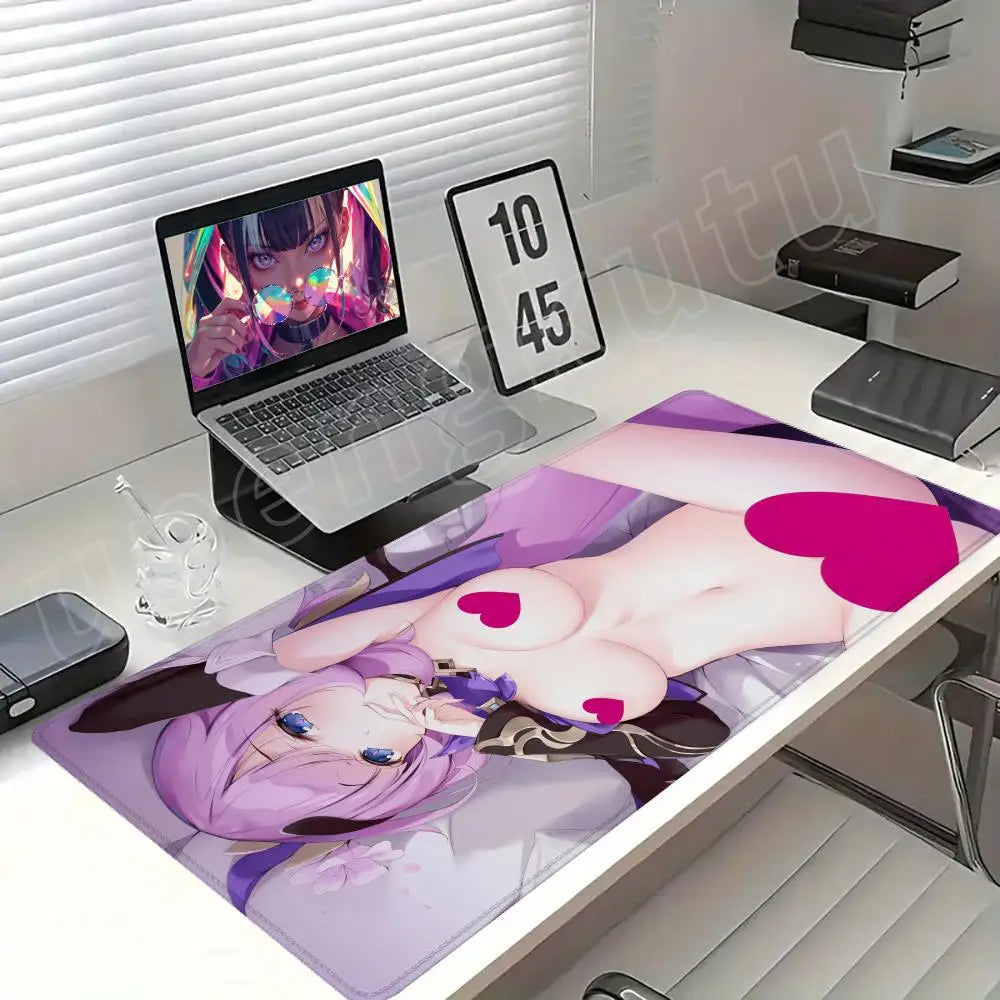 NSFW Pink-Haired Anime Girl XXL Gaming Mouse Pad Topless Hentai Desk Mat R18 Playmat