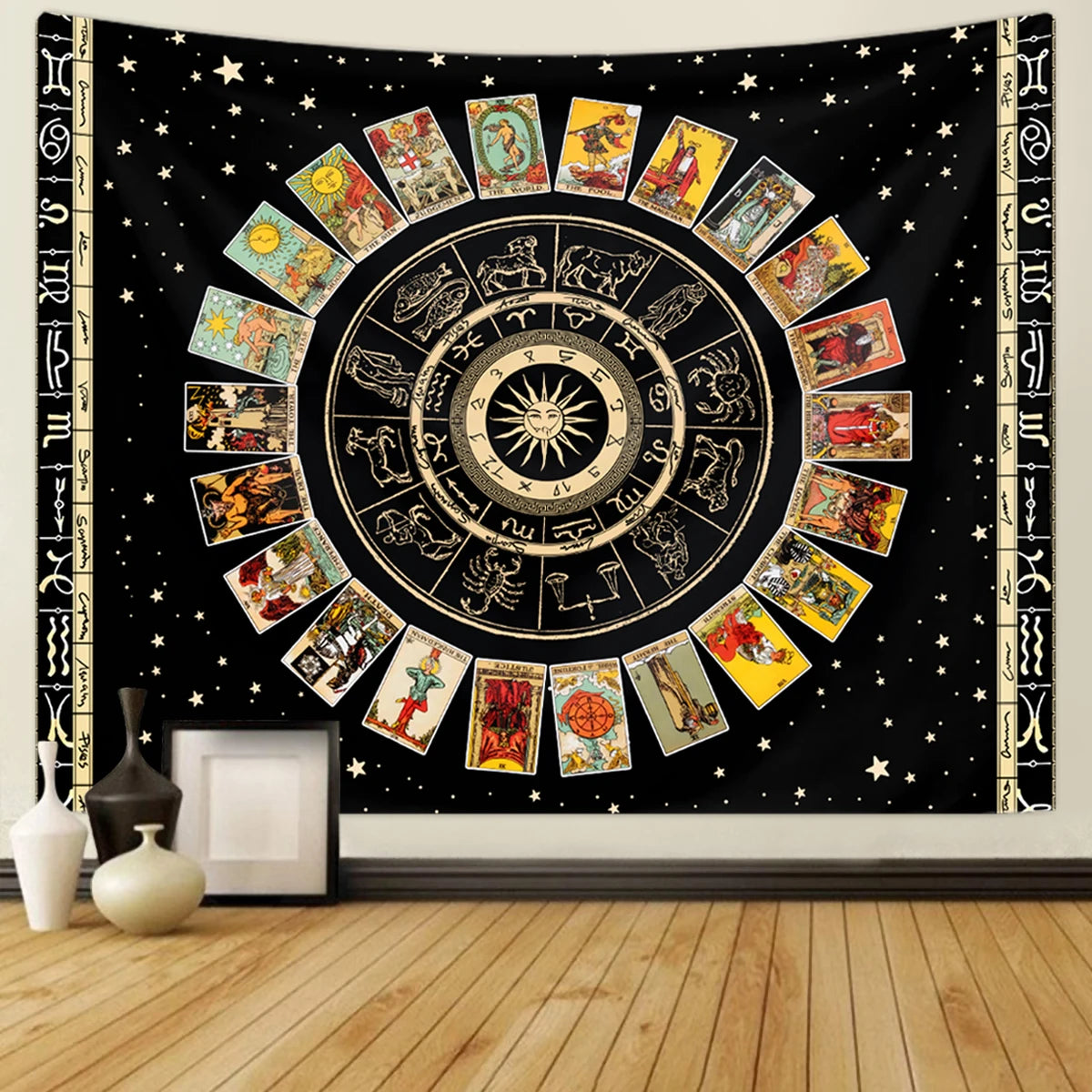 **** 1pc Tarot Card Tapestry Twelve Constellations Sun Moon Starry Sky