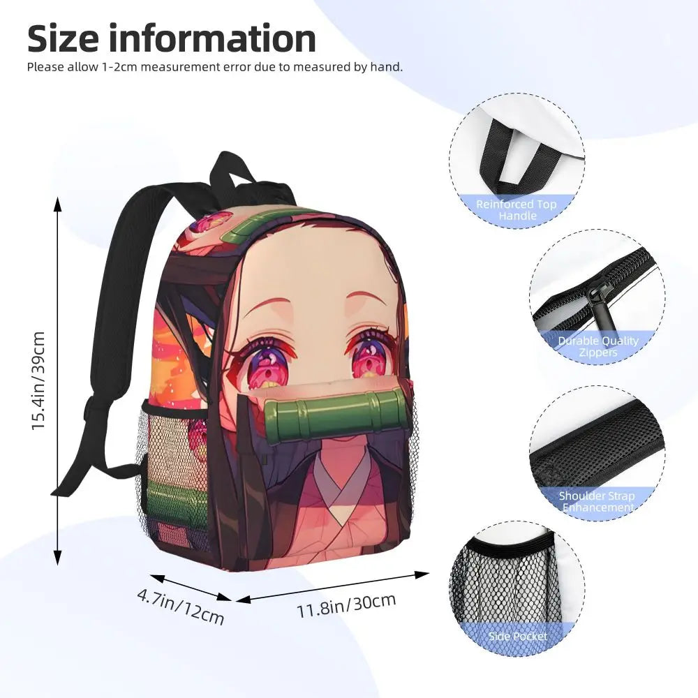 Nezuko Kimono Demon Slayer Backpack Large Capacity Boys Girls BookBag