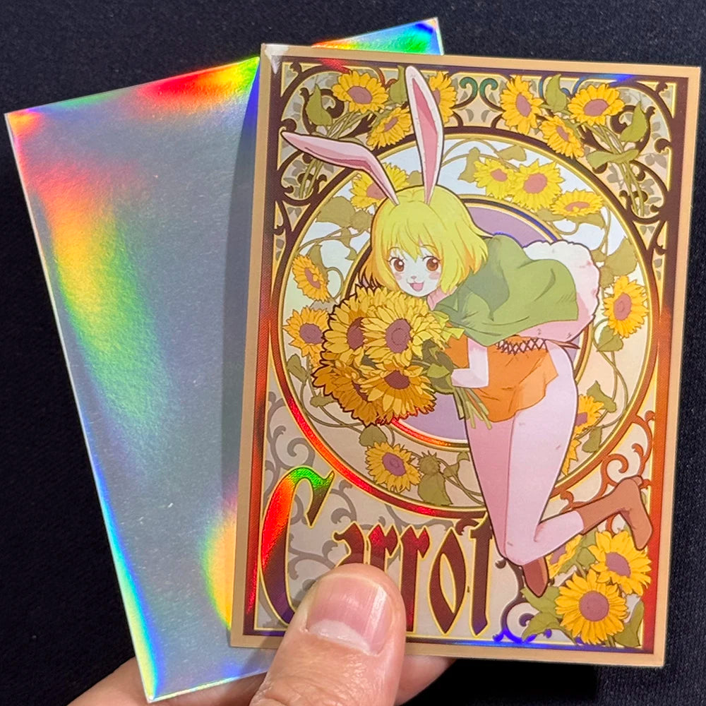 60PCS Foil Card Sleeves Sunflower Carrot Rose TCG Protectors MTG OPCG