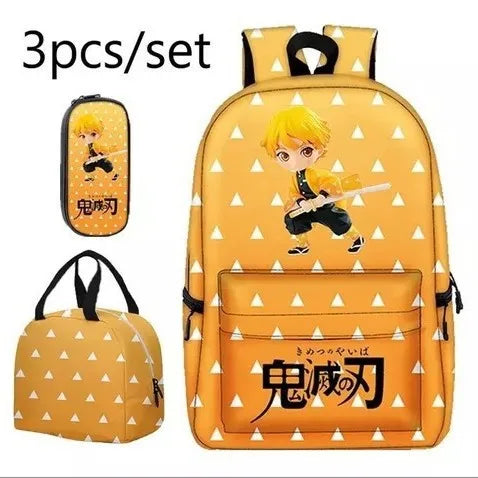 Demon Slayer Backpack 3 Piece Set School Bag Lunch Bag Pencil Case