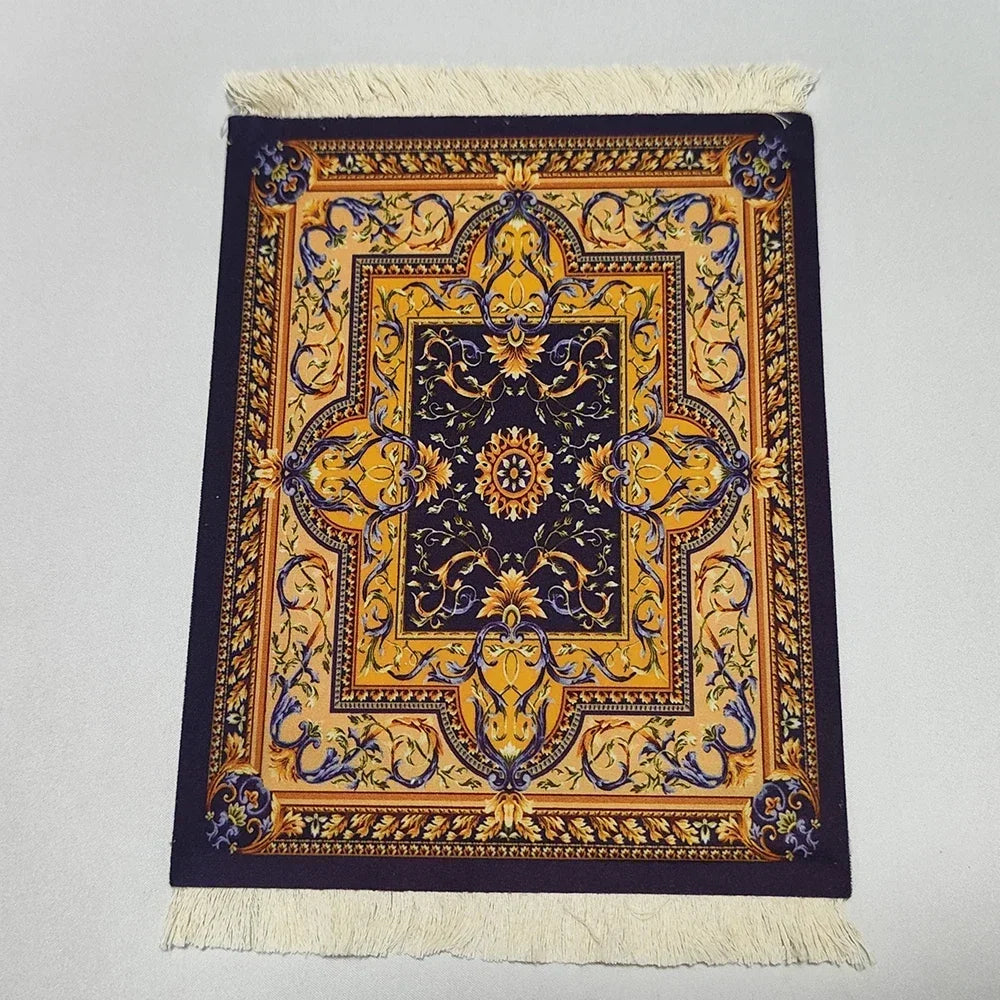 Woven Flower Persian Carpet Small Coaster Non-Slip Mouse Pad Desk Mat