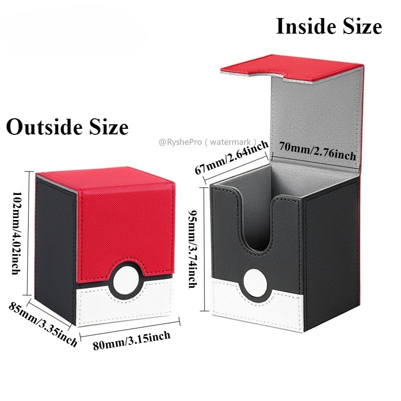 Pokémon-Inspired Leather Card Deck Box – Holds 100+ Sleeved Cards