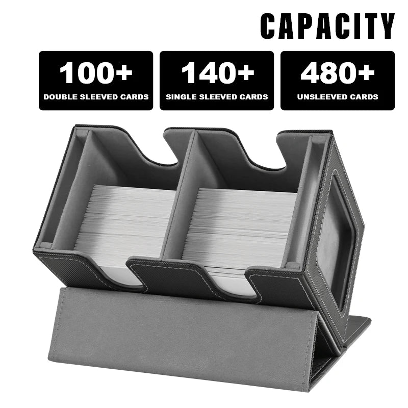 Dual-Commander MTG Magnetic Deck Box – 140+ Card Capacity w/ Twin Display Windows & Removable Trays