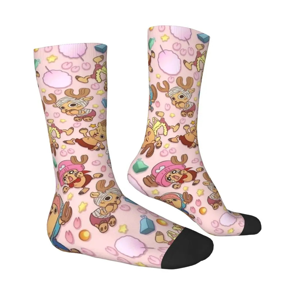 Anime Men's Socks Harajuku Luffy Zoro Trafalgar Law Unisex Crew Socks