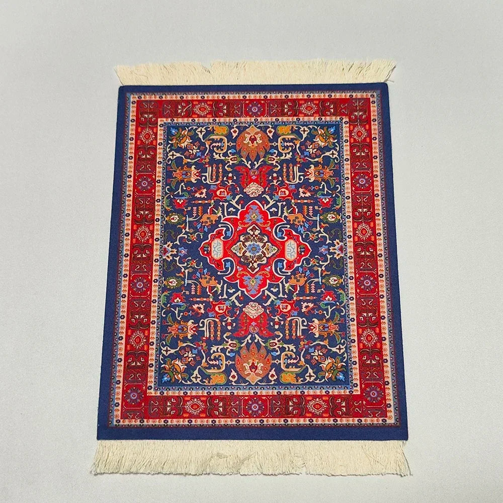 Woven Flower Persian Carpet Small Coaster Non-Slip Mouse Pad Desk Mat