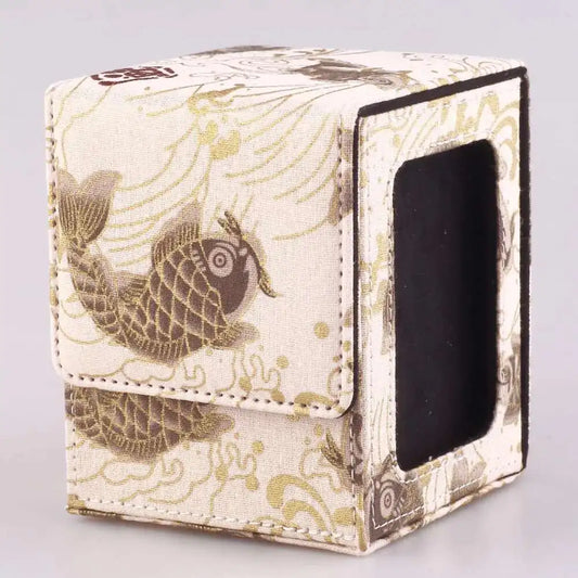 Premium Ivory Koi Pattern 100+ Card Deck Box for MTG, TCG, CCG