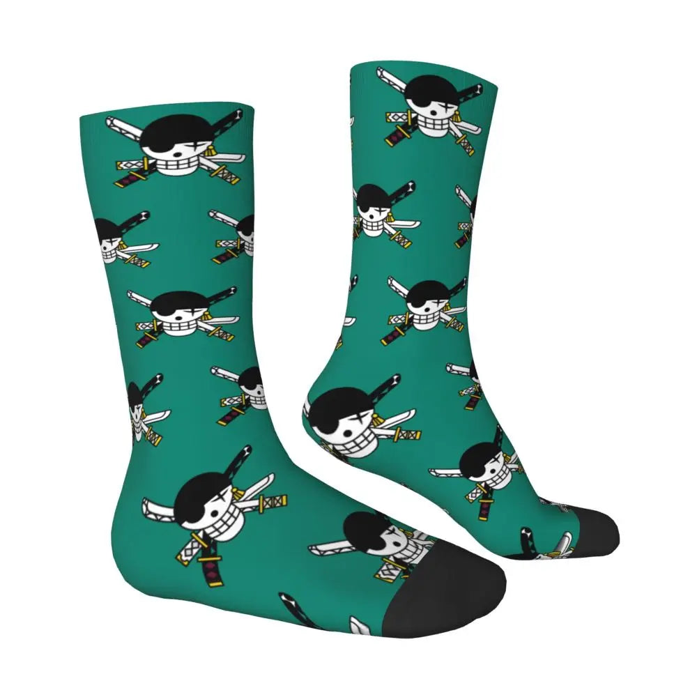Anime Men's Socks Harajuku Luffy Zoro Trafalgar Law Unisex Crew Socks