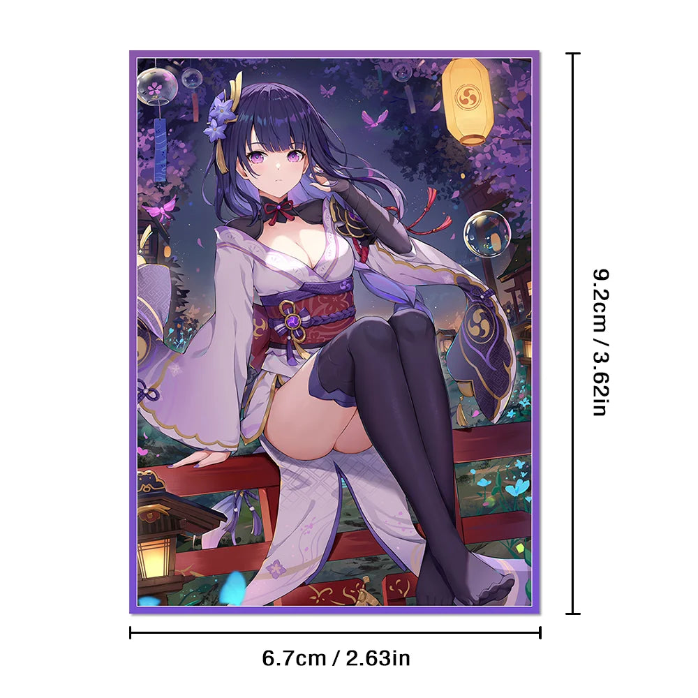 60PCS Anime Cartoon Card Sleeves Protector for PTCG PKM Raiden Shogun