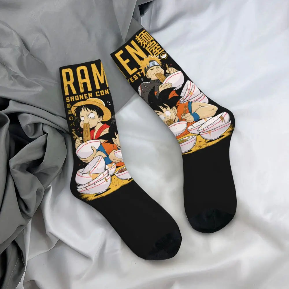 Anime Men's Socks Harajuku Luffy Zoro Trafalgar Law Unisex Crew Socks