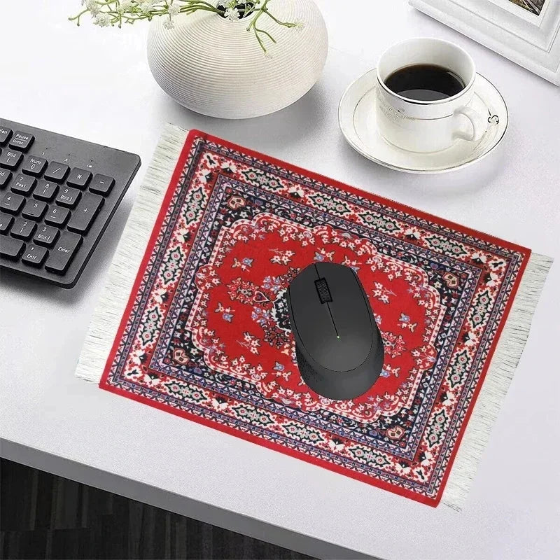 Woven Flower Persian Carpet Small Coaster Non-Slip Mouse Pad Desk Mat