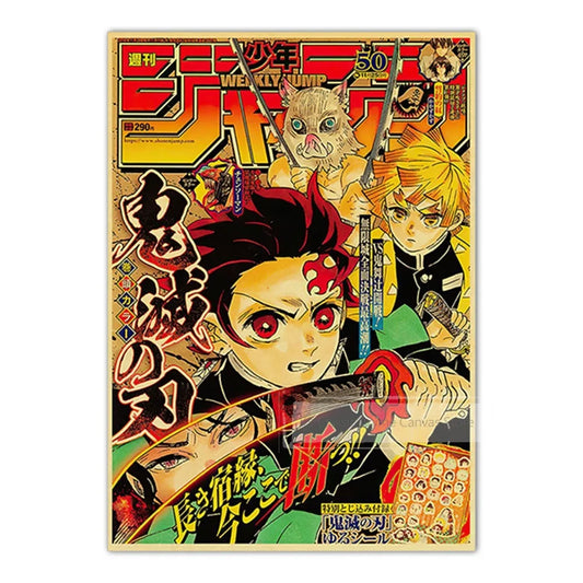 Demon Slayer Vintage Poster – Tanjiro, Inosuke & Zenitsu Cover